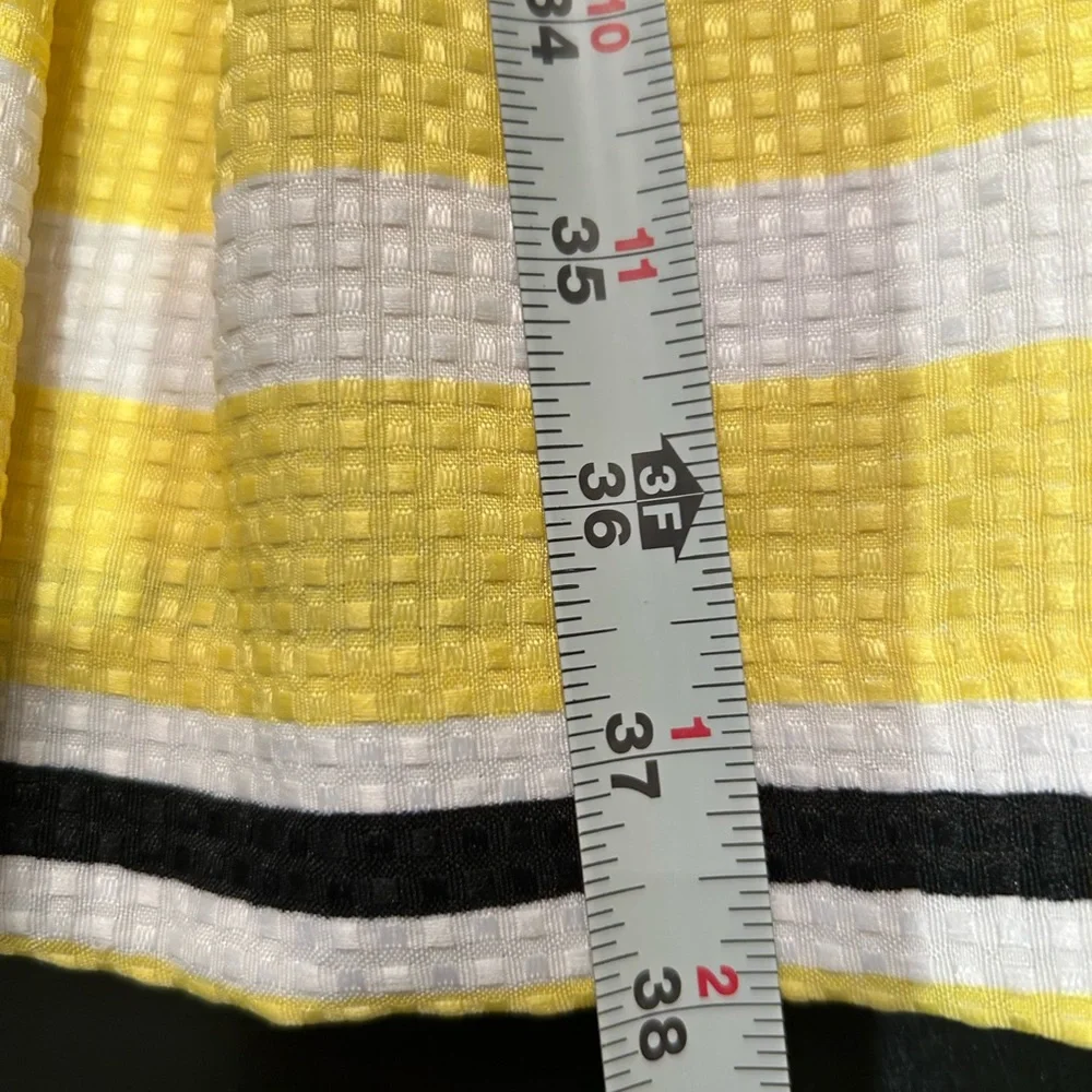 Danny & Nicole‎ Dress 12 Yellow Stripe Pleated Sleeveless Square Neck Fit Flare